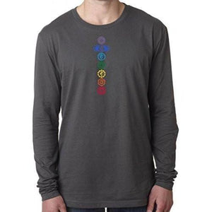 Mens 7 Colored Chakras Long Sleeve Tee Shirt - Yoga Clothing for You - 2