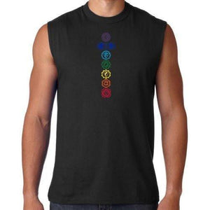 Mens 7 Colored Chakras Sleeveless Tee Shirt - Yoga Clothing for You - 3