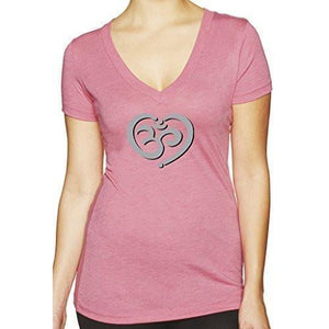 Womens Om Heart Deep V-neck Tee Shirt - Yoga Clothing for You - 11