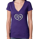 Womens Om Heart Deep V-neck Tee Shirt - Yoga Clothing for You - 6