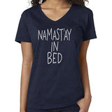 Womens Namaste in Bed Vee Neck Tee - Yoga Clothing for You - 7