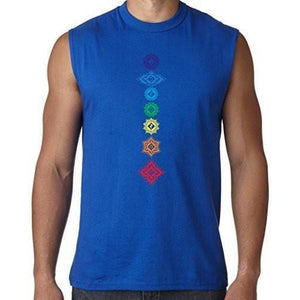 Mens Floral 7 Chakras Muscle Tee Shirt - Yoga Clothing for You - 5