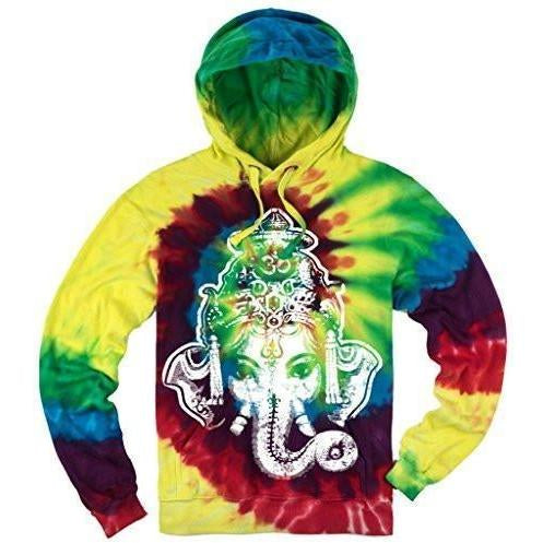 Mens Tie Dye Big Ganesha Hoodie - Yoga Clothing for You
