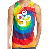 Mens White Distressed Om Tie Dye Tank Top - Yoga Clothing for You - 6