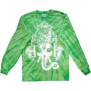 Mens Big Ganesha Long Sleeve Tie Dye Tee Shirt - Yoga Clothing for You - 11