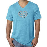 Mens Om Heart Lightweight V-neck Tee Shirt - Yoga Clothing for You - 1