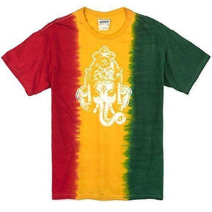 Mens Ganesha Head Rasta Tie Dye Tee Shirt - Yoga Clothing for You