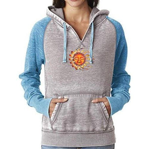 Womens Sleeping Sun Acid Wash Hoodie - Yoga Clothing for You - 2