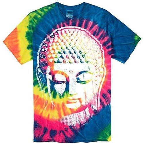 Mens Big Buddha Head Tie Dye Tee Shirt - Yoga Clothing for You - 1