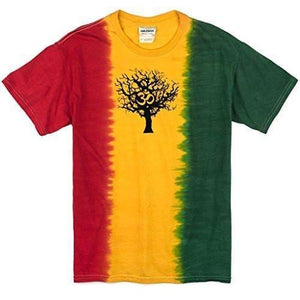 Mens Black Tree of Life Rasta Tie Dye T-Shirt - Yoga Clothing for You