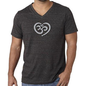 Mens Om Heart Lightweight V-neck Tee Shirt - Yoga Clothing for You - 3