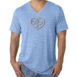 Mens Om Heart Lightweight V-neck Tee Shirt - Yoga Clothing for You - 2