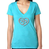 Womens Om Heart Deep V-neck Tee Shirt - Yoga Clothing for You - 7