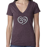 Womens Om Heart Deep V-neck Tee Shirt - Yoga Clothing for You - 12