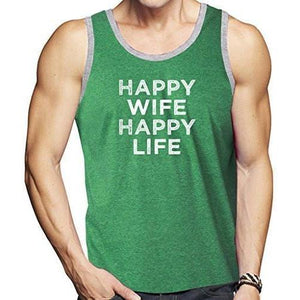 "Happy Wife" Mens Lightweight Tank Top - Yoga Clothing for You