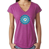 Ladies "Vishuddha Chakra" V-neck Tee Shirt - Yoga Clothing for You