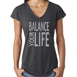 Womens "Balance" V-neck Yoga Tee Shirt - Yoga Clothing for You - 3
