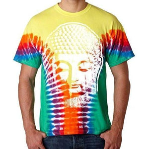Mens Big Buddha Head V-Dye Tee Shirt - Yoga Clothing for You - 1