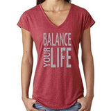 Womens "Balance" V-neck Yoga Tee Shirt - Yoga Clothing for You - 2
