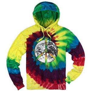 Mens Tie Dye Peace Earth Hoodie - Yoga Clothing for You