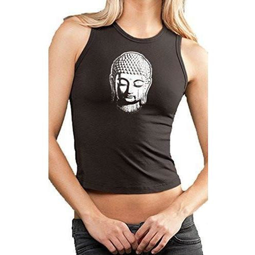 Womens Cropped Yoga Tank Top - Little Buddha Head - Made in USA