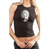 Womens Cropped Yoga Tank Top - Little Buddha Head - Yoga Clothing for You - 1