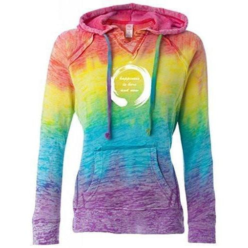 Womens Zen Happiness Burnout V Hoodie - Yoga Clothing for You - 2