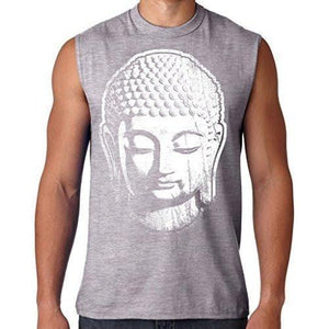 Mens Big Buddha Head Sleeveless Muscle Tee Shirt - Yoga Clothing for You - 3