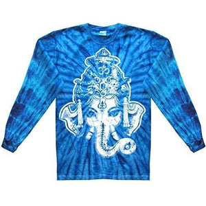 Mens Big Ganesha Long Sleeve Tie Dye Tee Shirt - Yoga Clothing for You - 14