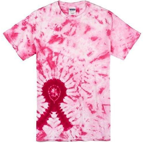 Mens Pink Ribbon Awareness Tie Dye Tee Shirt - Yoga Clothing for You