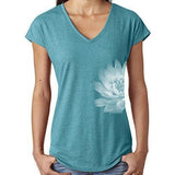 Womens Lotus Flower V-neck Tee Shirt - Yoga Clothing for You - 2