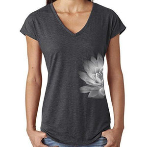 Womens Lotus Flower V-neck Tee Shirt - Yoga Clothing for You - 3