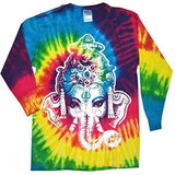 Mens Big Ganesha Long Sleeve Tie Dye Tee Shirt - Yoga Clothing for You - 6
