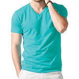 Mens Fitted Cotton V-neck Tee Shirt - Yoga Clothing for You - 7
