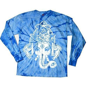 Mens Big Ganesha Long Sleeve Tie Dye Tee Shirt - Yoga Clothing for You - 8
