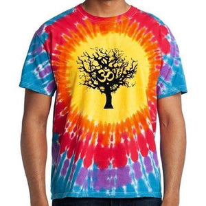 Mens Black Tree of Life Tie Dye Tee Shirt - Yoga Clothing for You - 3