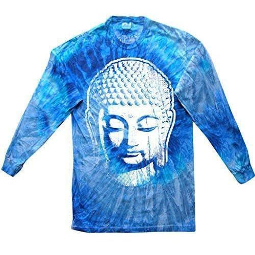 Mens Big Buddha Head Long Sleeve Tee Shirt - Yoga Clothing for You - 1