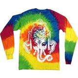 Mens Big Ganesha Long Sleeve Tie Dye Tee Shirt - Yoga Clothing for You - 4