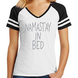 Womens Namast'ay in Bed V-neck Top - Yoga Clothing for You - 5