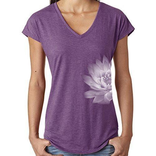 Womens Lotus Flower V-neck Tee Shirt - Yoga Clothing for You - 1