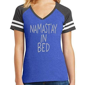 Womens Namast'ay in Bed V-neck Top - Yoga Clothing for You - 3