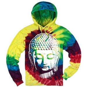 Mens Tie Dye Big Buddha Head Hoodie - Yoga Clothing for You