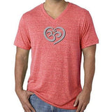 Mens Om Heart Lightweight V-neck Tee Shirt - Yoga Clothing for You - 9