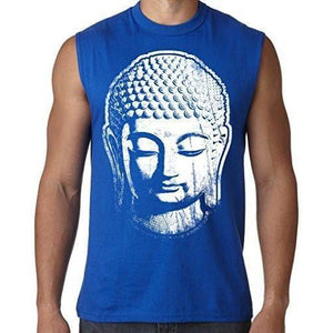 Mens Big Buddha Head Sleeveless Muscle Tee Shirt - Yoga Clothing for You - 5