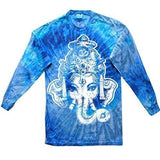 Mens Big Ganesha Long Sleeve Tie Dye Tee Shirt - Yoga Clothing for You - 1