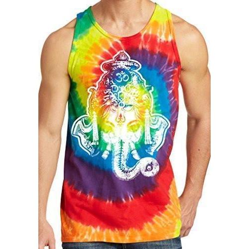 Mens Big Ganesha Tie Dye Tank Top - Yoga Clothing for You - 6