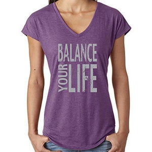 Womens "Balance" V-neck Yoga Tee Shirt - Yoga Clothing for You - 1