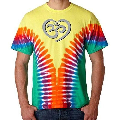 Mens OM Heart V-Dye Tee Shirt - Yoga Clothing for You - 1