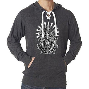Mens Ganesha Lace Hoodie Tee - Yoga Clothing for You - 2