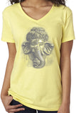 Ladies 3D Ganesha Vee Neck Yoga Tee - Yoga Clothing for You